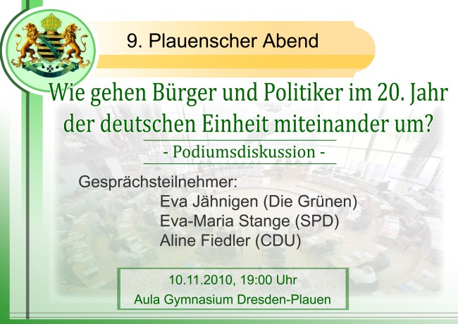 Plaket: Podiumsdiskussion Deutsche Einheit